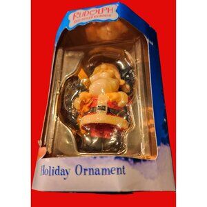 Rudolph Red-Nosed Reindeer Santa Claus Ornament Enesco Holiday Decoration NOS